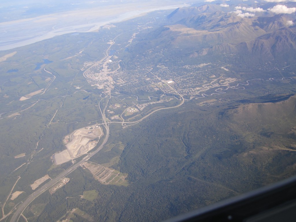 Aerial view of Eagle River, AK